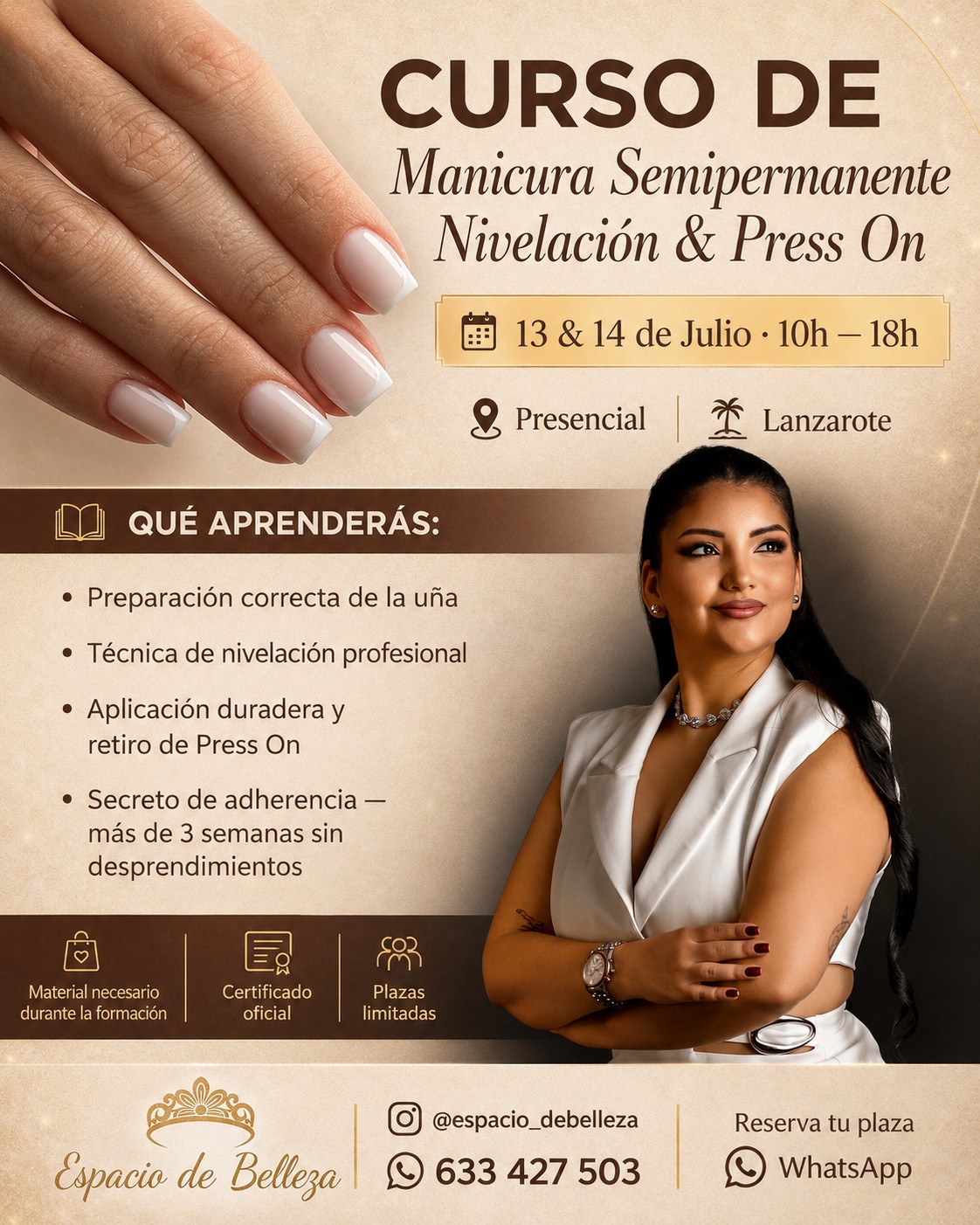 Curso de Manicura Semipermanente, Nivelación y Press On
